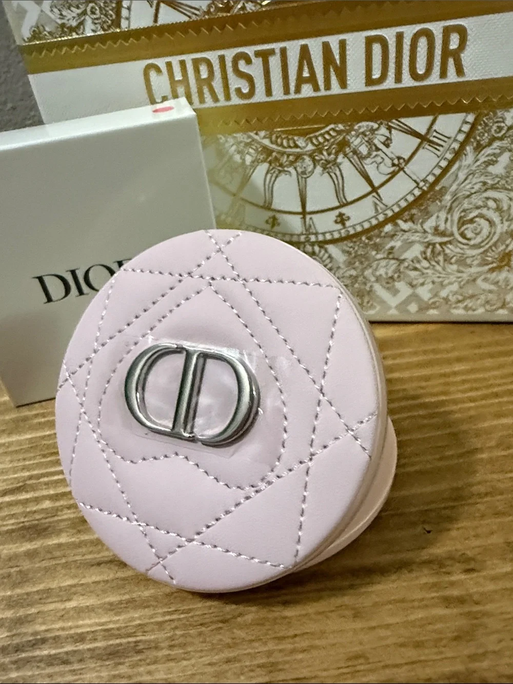 Soft Blush Pink Quilted Compact Mirror with Silver Accent - NIP